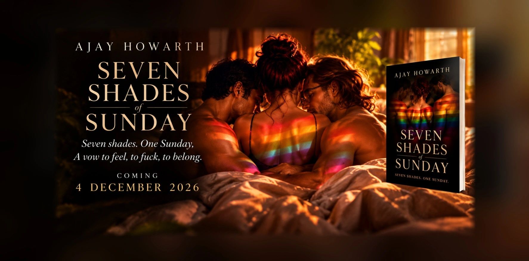 Promotional banner for Seven Shades of Sunday, an erotic romance by Australian author Ajay Howarth