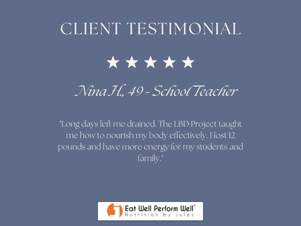 Real client success stories showcasing effective nutrition plans for those over 40