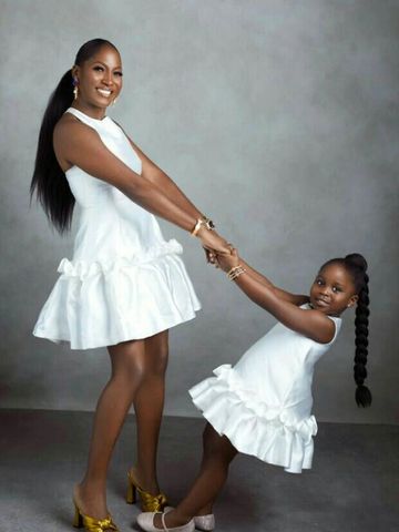 Mom and daughter look