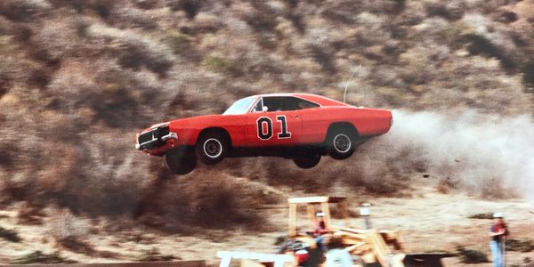 Corey Eubanks jumps the General Lee on the TV Show "The Dukes of Hazzard"