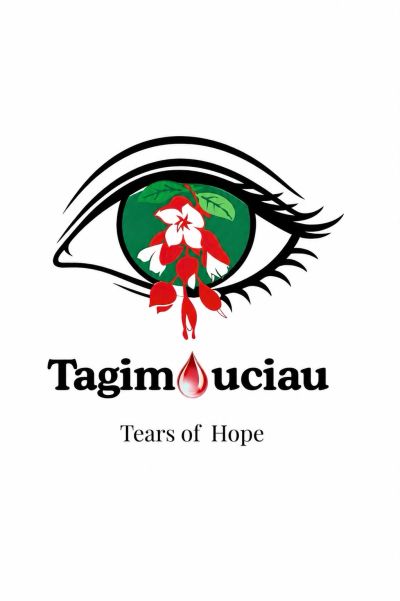 An eye with red and white flowers, symbolizing 'Tears of Hope'.