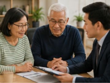 Couple consulting with a professional advisor.