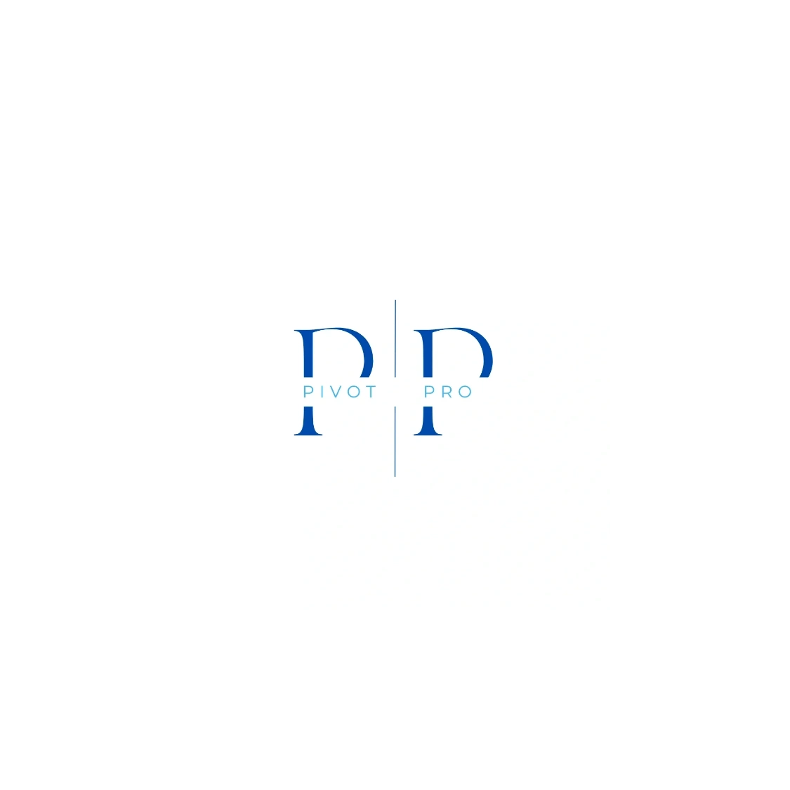Blue logo with two large 'P's separated by a vertical line, labeled Pivot and Pro.