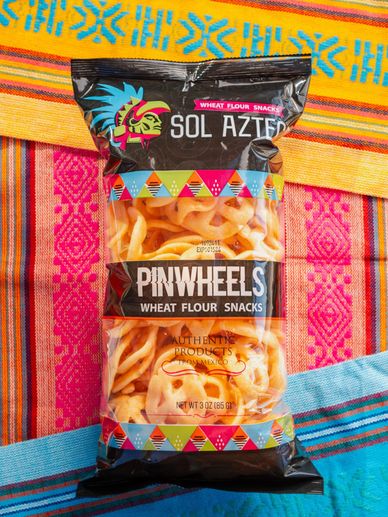 Bag of Sol Azteca original Pinwheels, wheat flour snacks