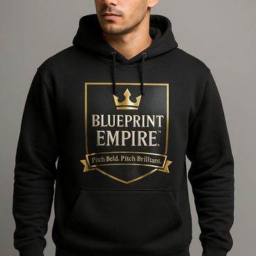 Bold and black crowned blueprint empire hoodie.