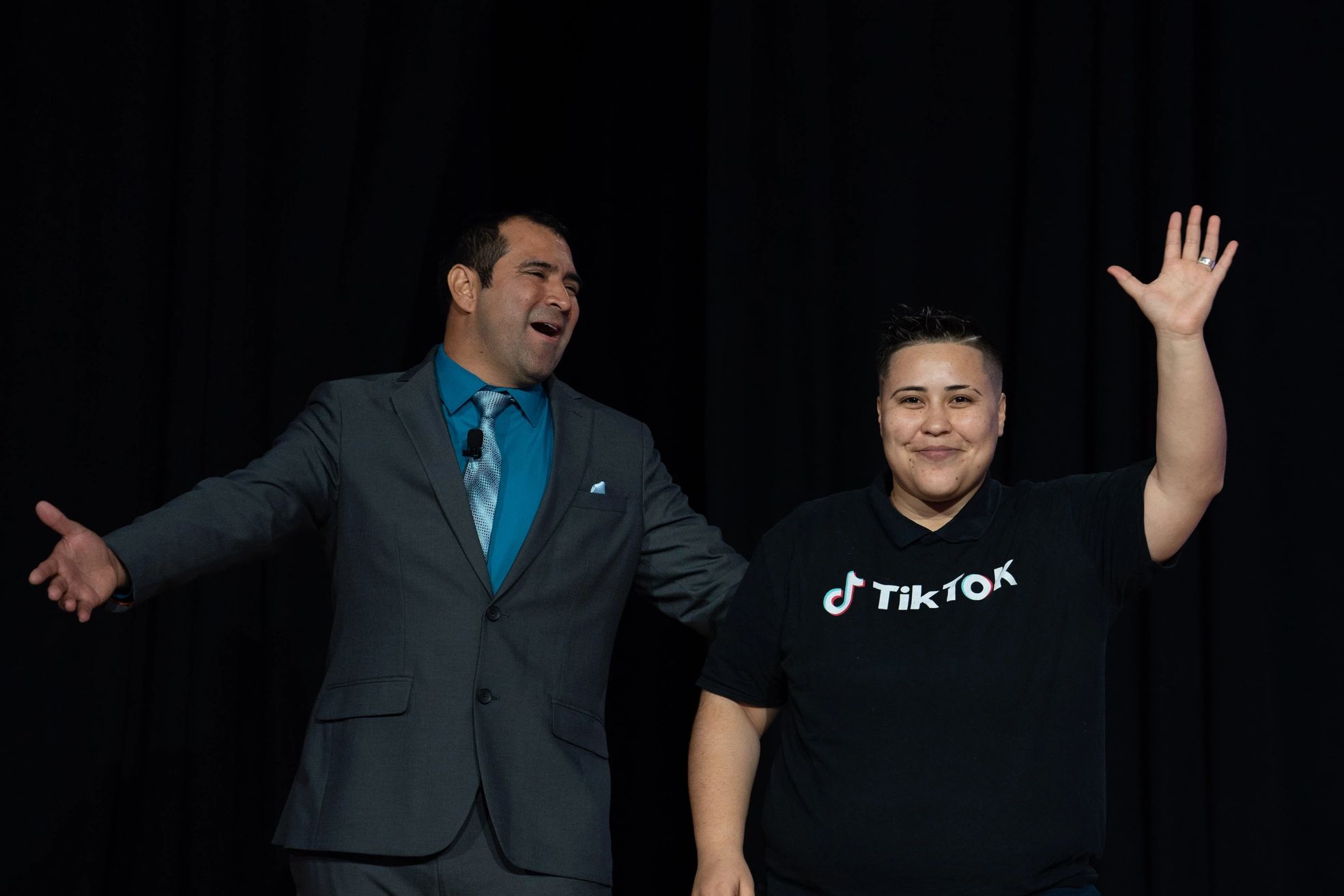 Keynote speaker Patrick Perez with amazing Tik Tok brand leader. Credit: SHPE