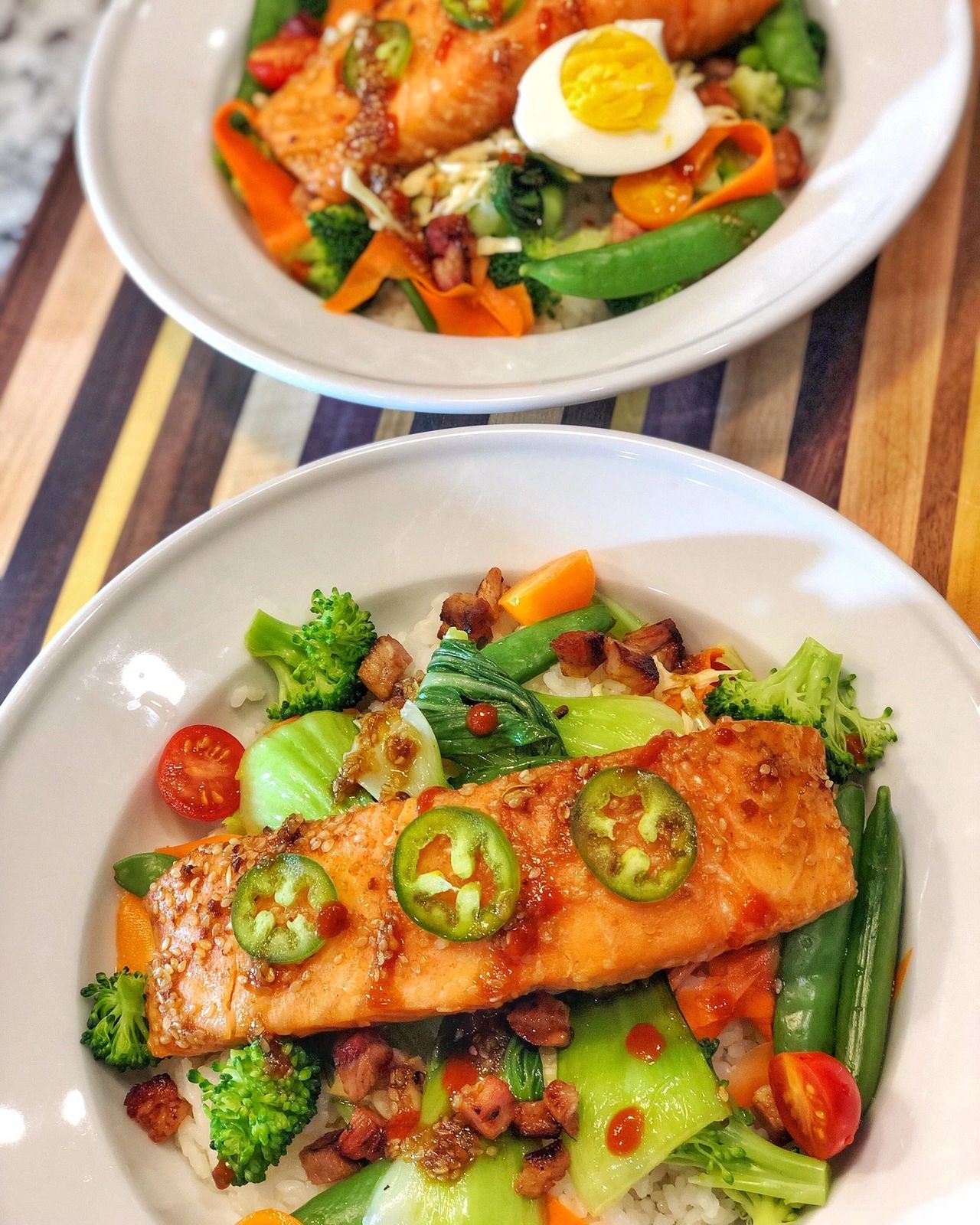 Teriyaki Salmon Rice Bowl - This Jew Can Que