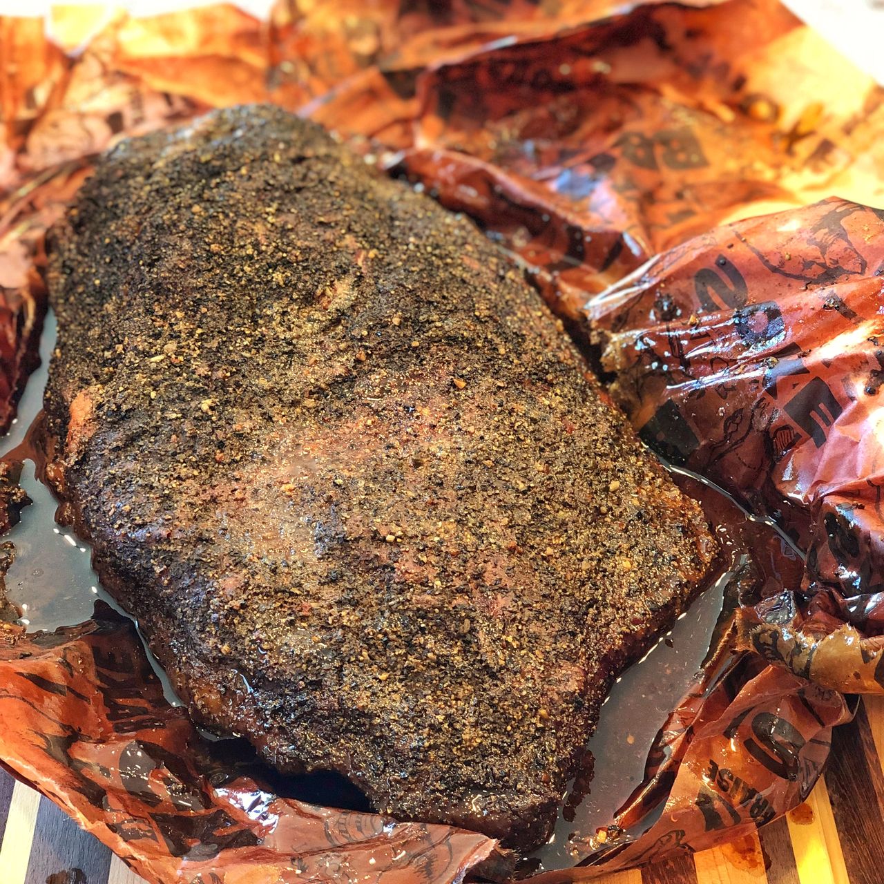 Finished smoked beef brisket