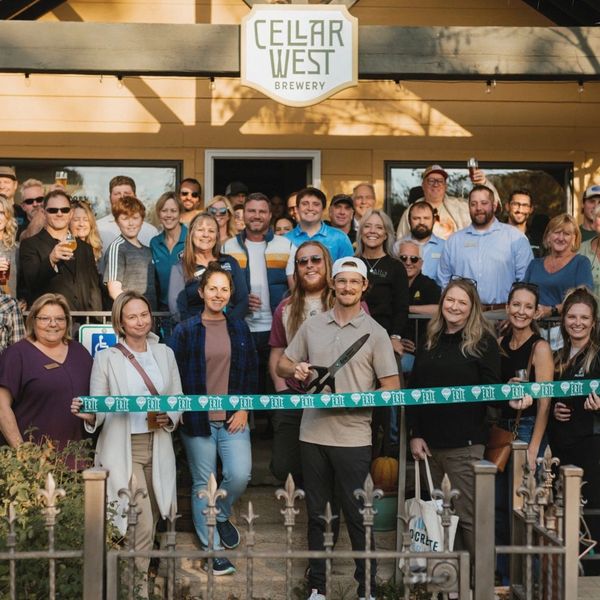 The Chamber of Commerce ribbon cutting event at the Celler West Brewery 