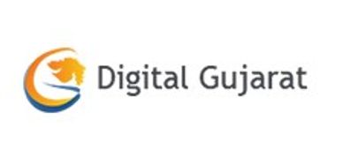 Digital Gujarat logo with lion and wave design.