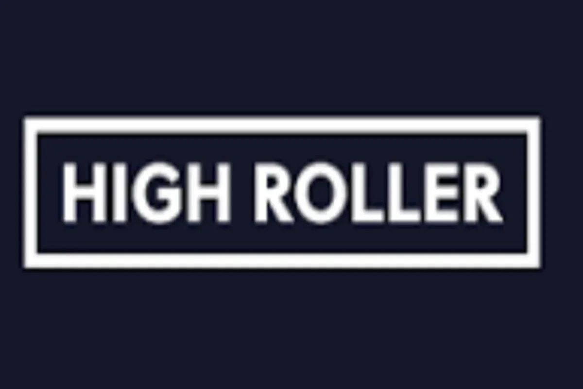 Text logo saying 'HIGH ROLLER' in white on dark background.