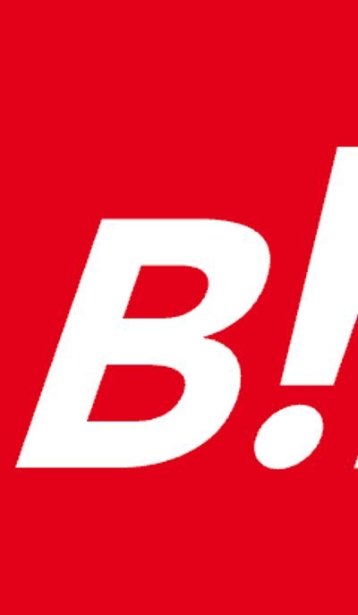 Partial white letter 'B!' on red background.Bingoal