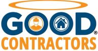 Logo for Good Contractors with a halo and icons.