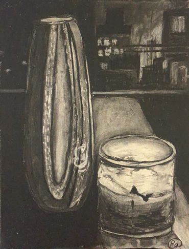 Still Life, Charcoal, 9 in x 12 in 