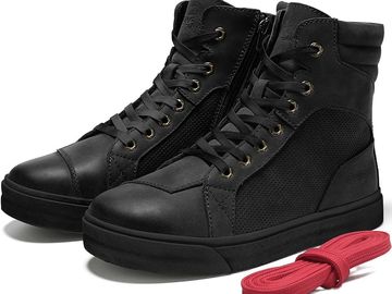 BORLENI Leather Motorcycle Breathable Riding Shoes