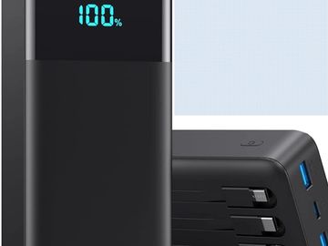 Portable Charger 50800mAh Power Bank with 3 Built in Cables,25W PD QC4.0 Fast Charging USB C Battery
