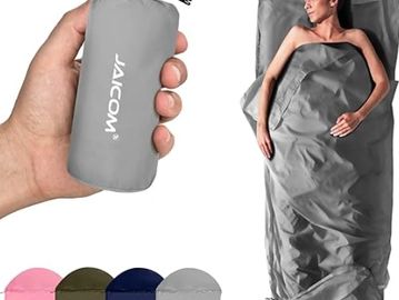 Ultralight Sleeping Bag Liner - 5.3 oz Washable Adult Sleep Sack & Travel Sheets, Self Tan Sleep Sac