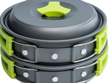 MalloMe Camping Cookware Mess Kit for Backpacking Gear / Motorcycle Camping