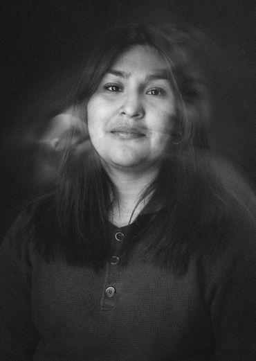 Black and White double grainy exposure portrait 