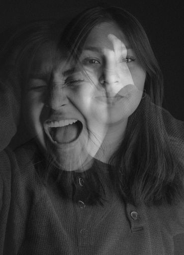 Black and White double grainy exposure portrait 