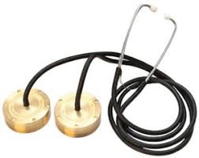 A stethoscope with golden chest pieces.