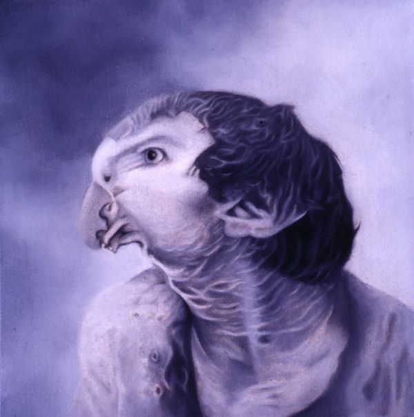 Bill/Spy, 1998, Oil on Wood 8 "x  8"