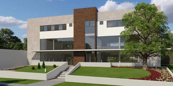 Project of a commercial building with retail shops and offices