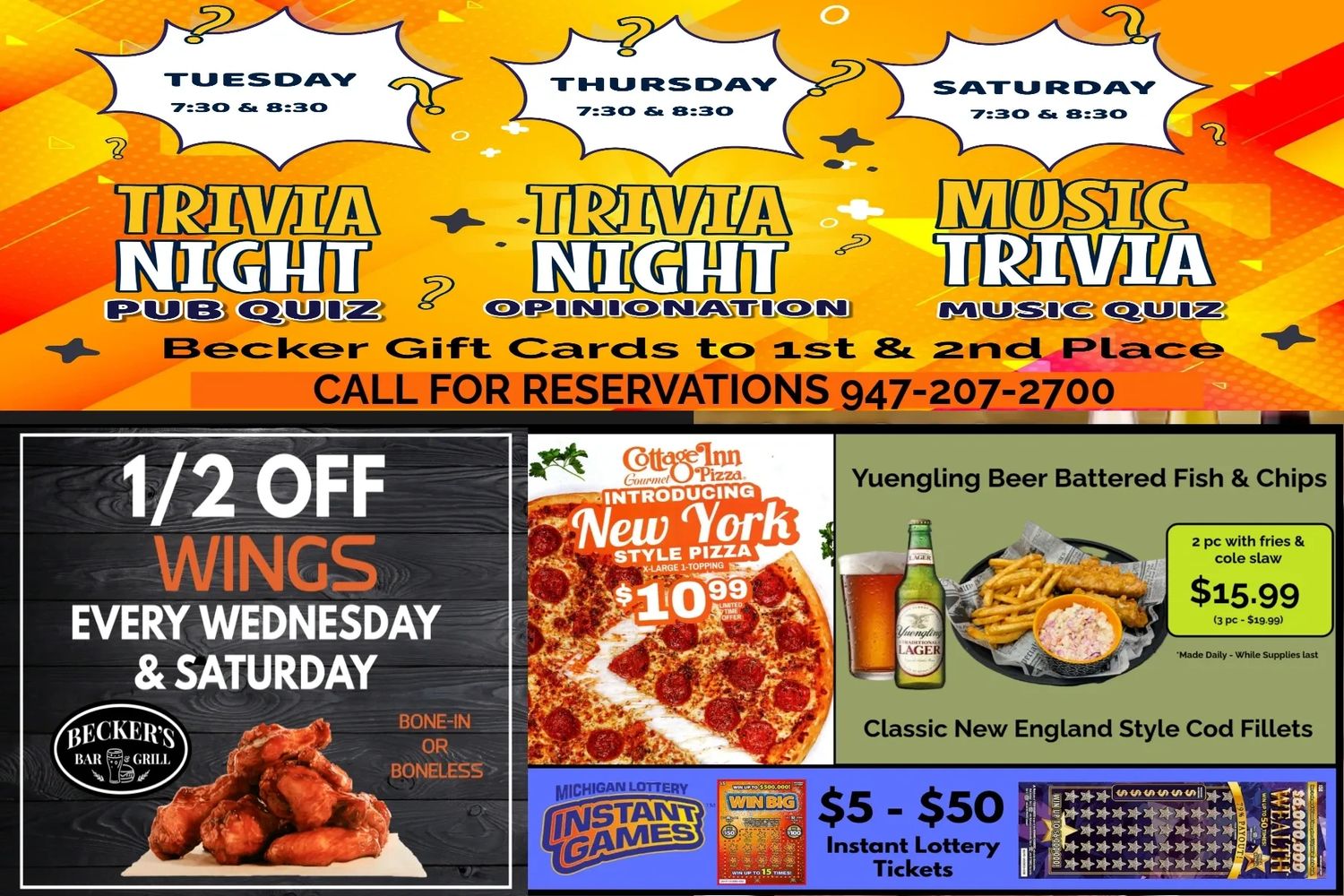 Beckers Bar & Grill - Happy Hour Specials