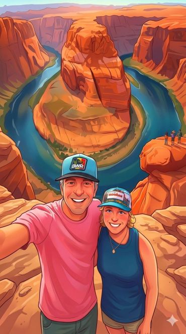 Couple taking a selfie at Horseshoe Bend.