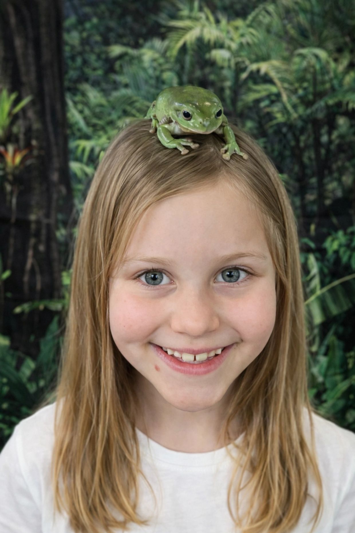 Girl holding frog