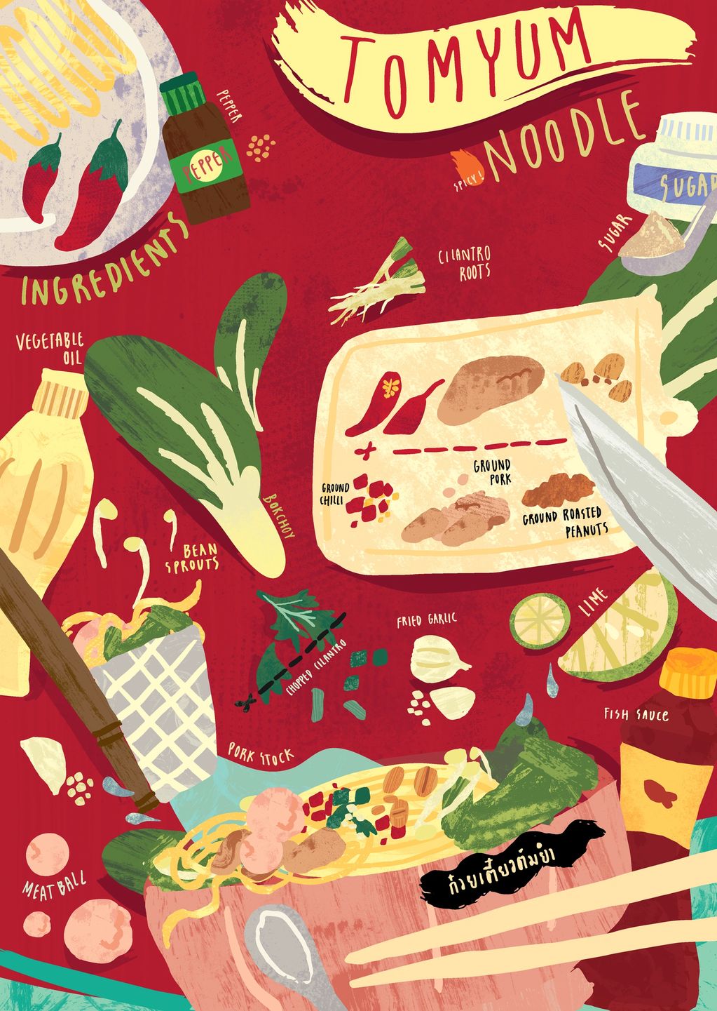Tomyum recipes illustration