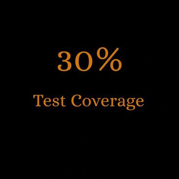 30% test coverage displayed in orange text on black background.