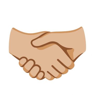 Two hands shaking in a gesture of agreement or greeting.