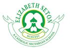 Logo of Elizabeth Seton Catholic Secondary School with green text and emblem.