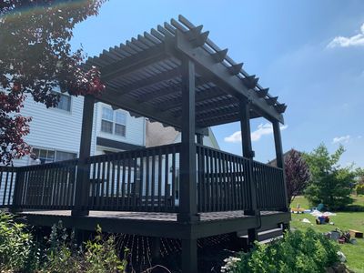 Lake County Ohio Deck was pressure stripped to remove old stain and new deck stain was applied.   