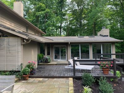 Pressure washing deck and house.  Roof Cleaning.  Staining of deck 