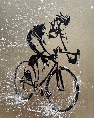 Emma Kenny Art
Black and White
Olympic Games
Cycling Artwork
Cyclist Painting
Stencil Paint Bike