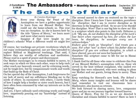 A newsletter titled 'The Ambassadors - Monthly News and Events' from September 2019.