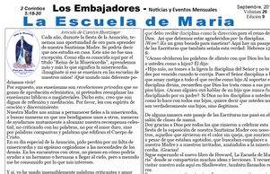 Page of a religious newsletter focused on Mary, dated September 2020.