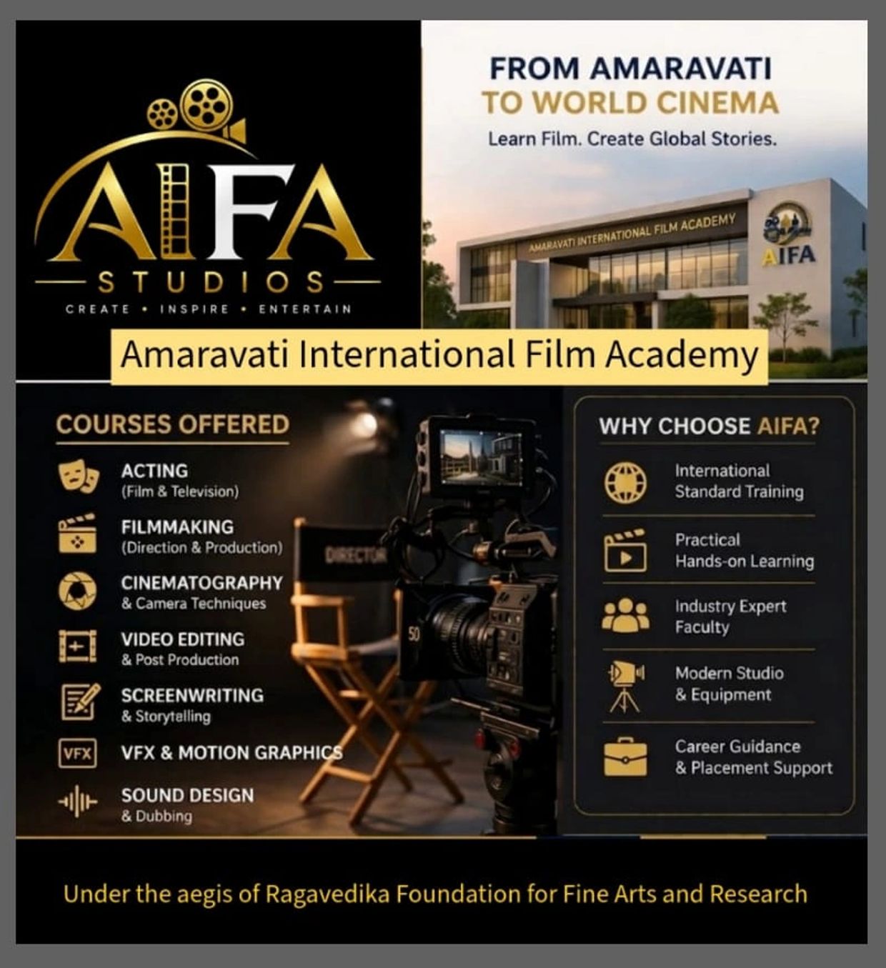Amaravati International Film Academy offers diverse film courses with expert faculty and modern studios.