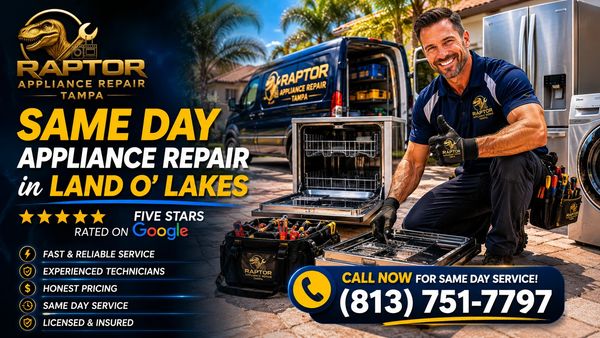 Same day Refrigerator, Washer, Dryer, Range, Oven, Dishwasher Repair service near you Land o' Lakes 