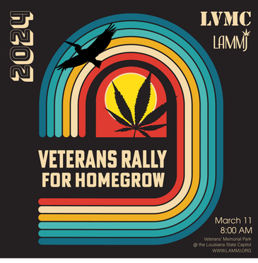 2024 Veterans Rally for Homegrow event poster with retro design.