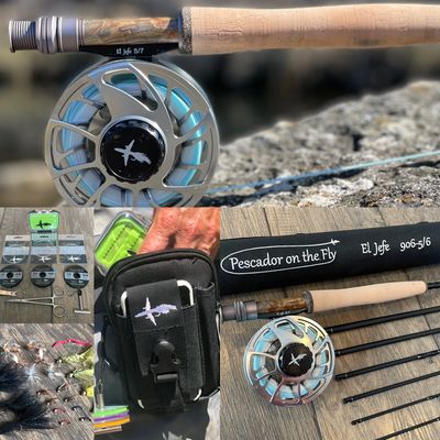 El Jefe Fly Fishing Combo Package 906-3 9' Six Section Weight Fly Rod And  Reel Outfit, Outfit Con Pescador