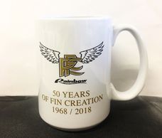 Rainbow Fin 50 year anniversary coffee mug
