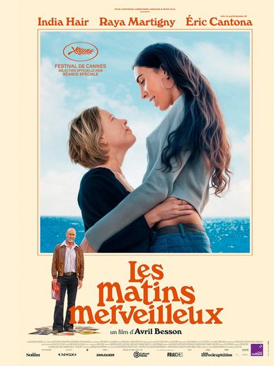 Poster for the French film 'Les Matins Merveilleux' featuring two women and a man.
