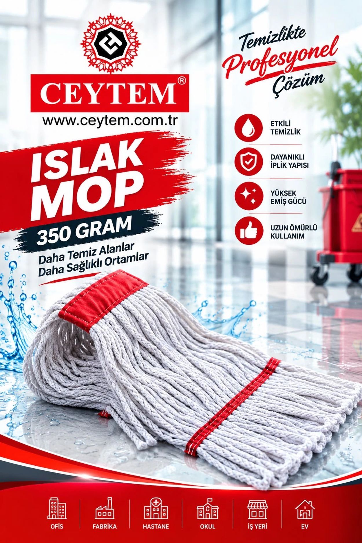 Ceytem ıslak mop temizliği için profesyonel çözüm sunar.
