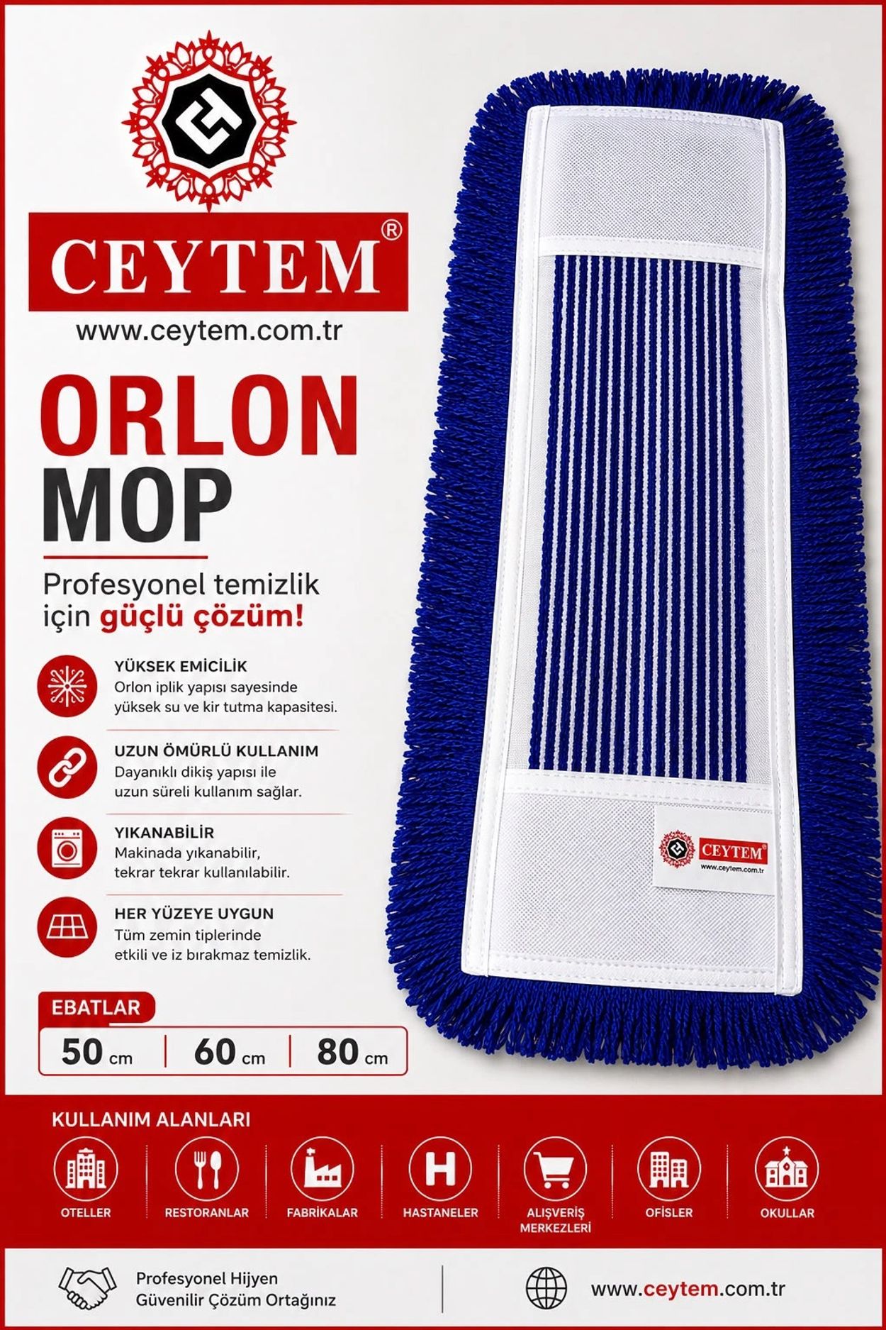 Orlon Mop - profesyonel temizlik için güçlü çözüm.