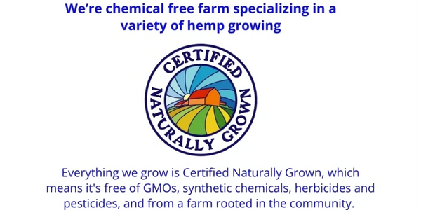 Certified Naturally Grown CBD and CBG grown on the Luter Brook Farm