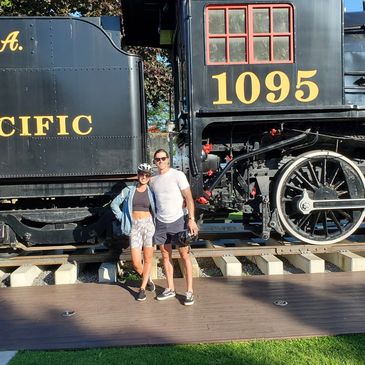 Professional NHL player and wife enjoying a bike tour with Kingston Bike Tours in Kingston, Ontario.