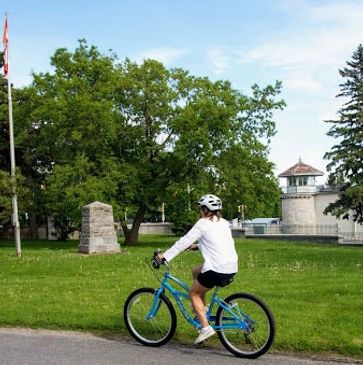 Tourist from Quebec enjoying a bike tour with Kingston Bike Tours in Kingston, Ontario.